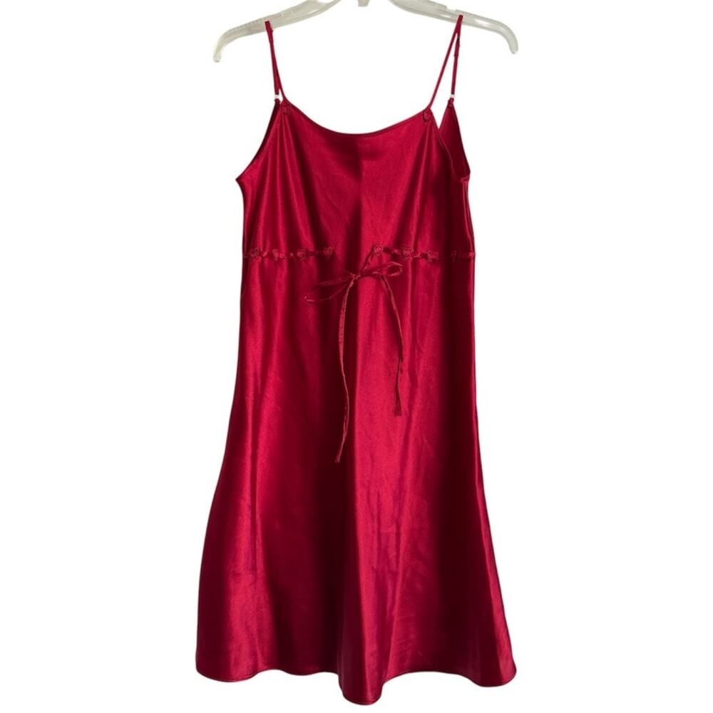 Vintage 90s Jaclyn Smith Sleepwear Satin Red Chemise Nightgown Lingerie Sz Small